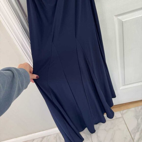 Ieena for Mac Duggal Midnight Blue Embellished Long Sleeve Dress - Picture 2 of 6